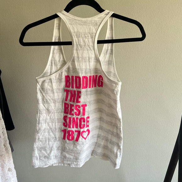 Kappa Alpha Theta Sorority Love Grey and White Stripe Tank Top - Picture 2 of 5